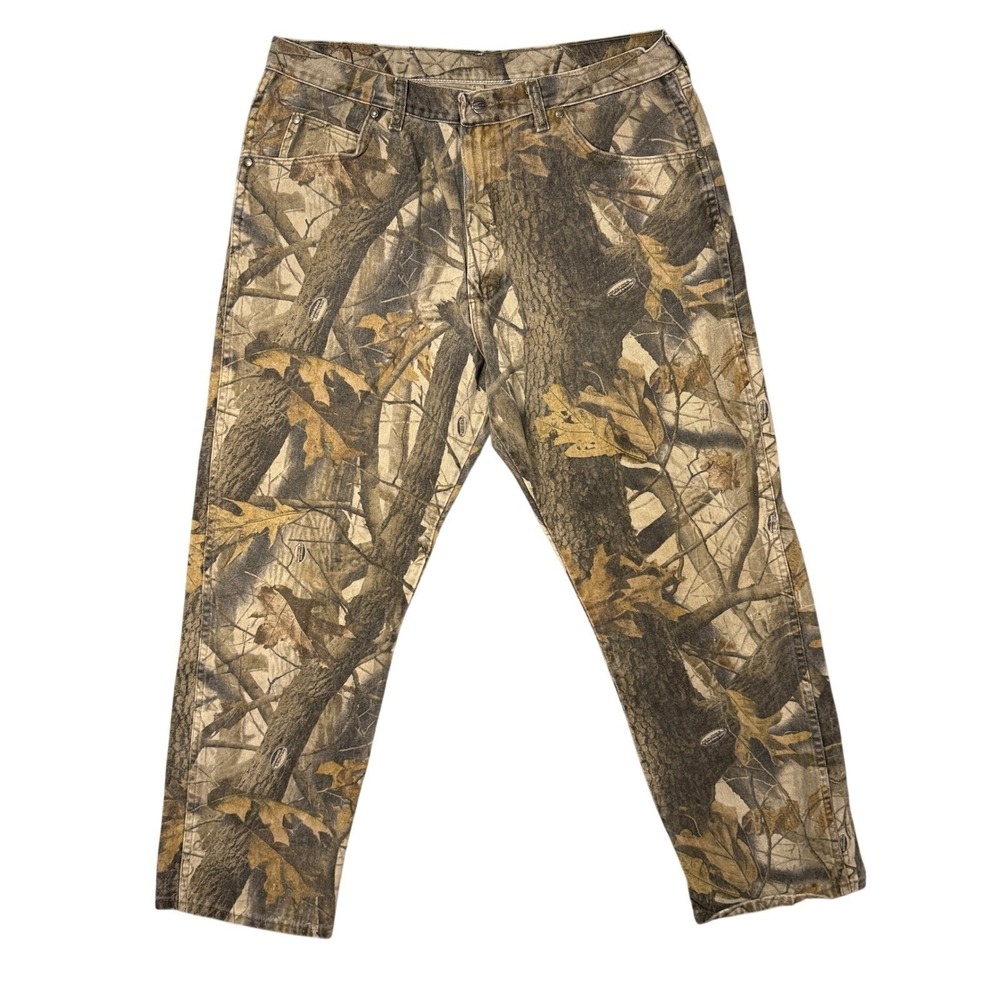 Wrangler Pro Gear RealTree Camo Pants Mens Relaxed Fit 38x32 Brown Camouflage